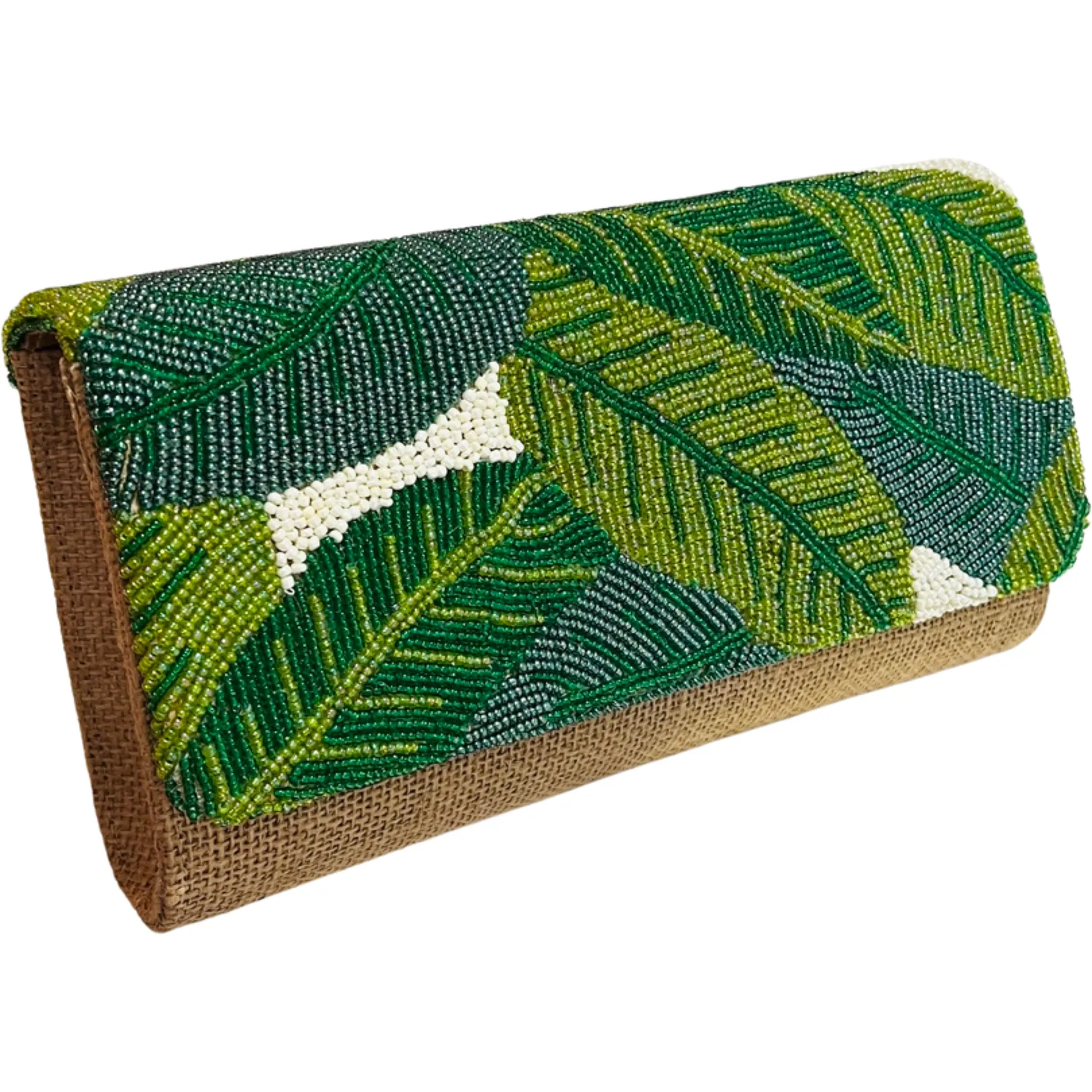 Banana Leaf Beaded Wicker Clutch