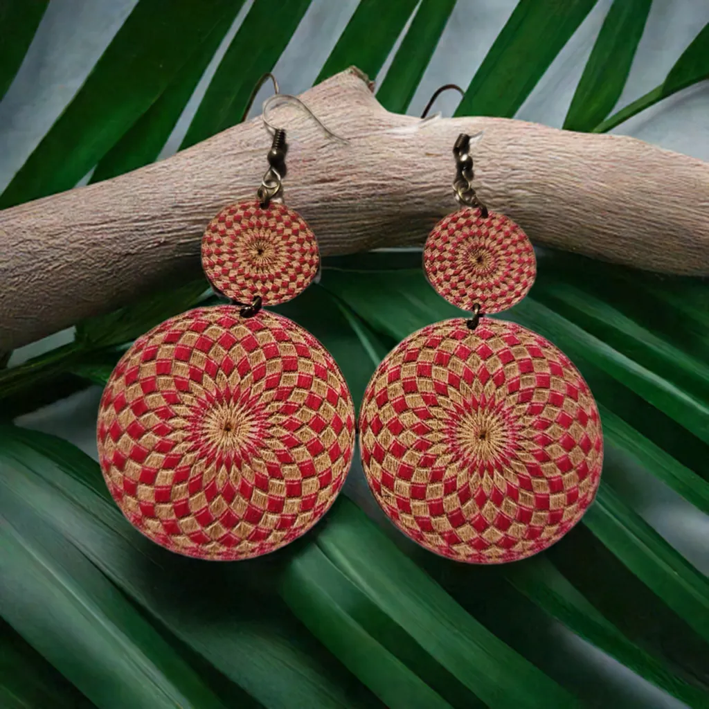 Boho Chic Wooden Red Mandala Earrings: Unique, Sustainable, and Meaningful