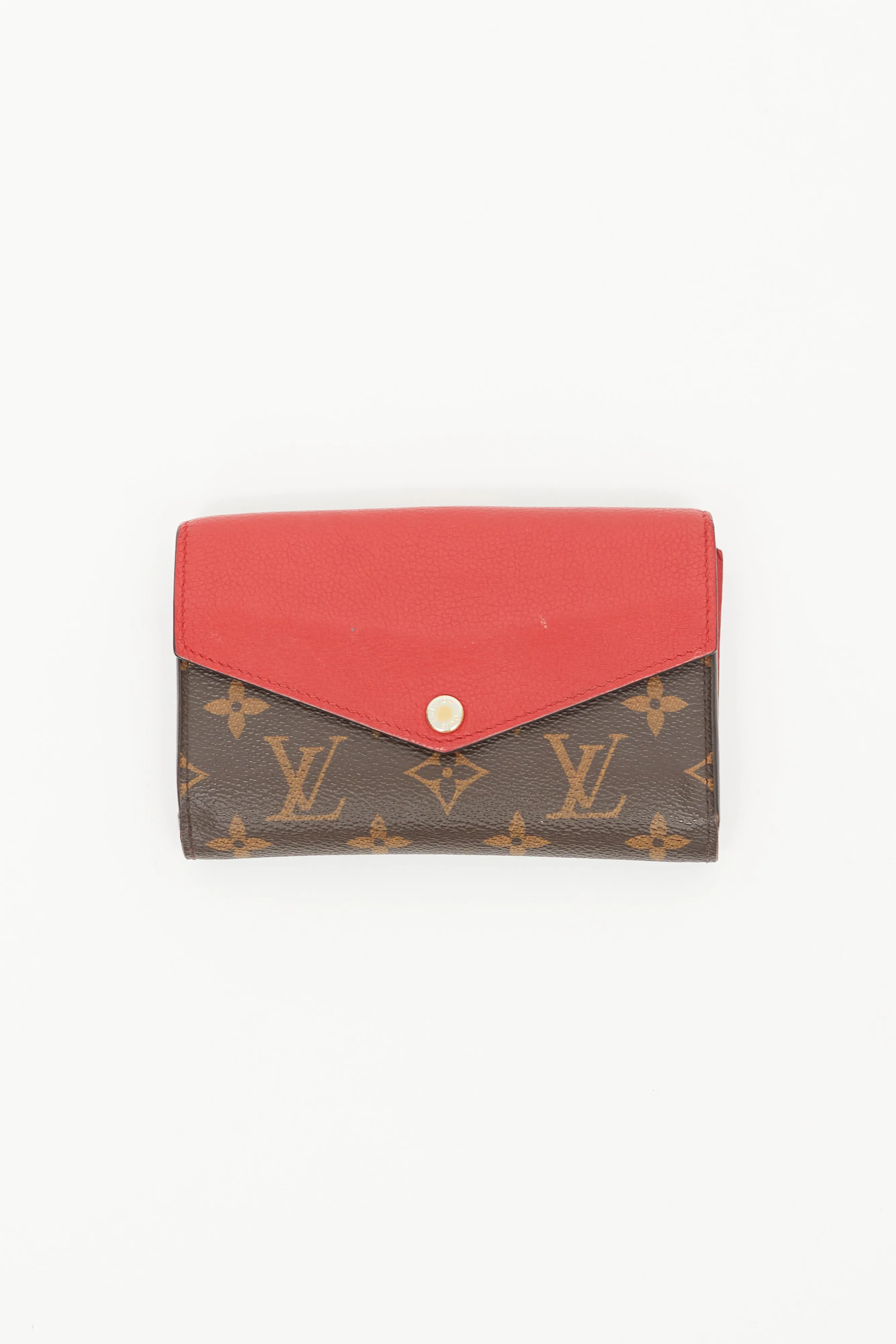 Brown & Red LV Monogram Pallas Compact Wallet