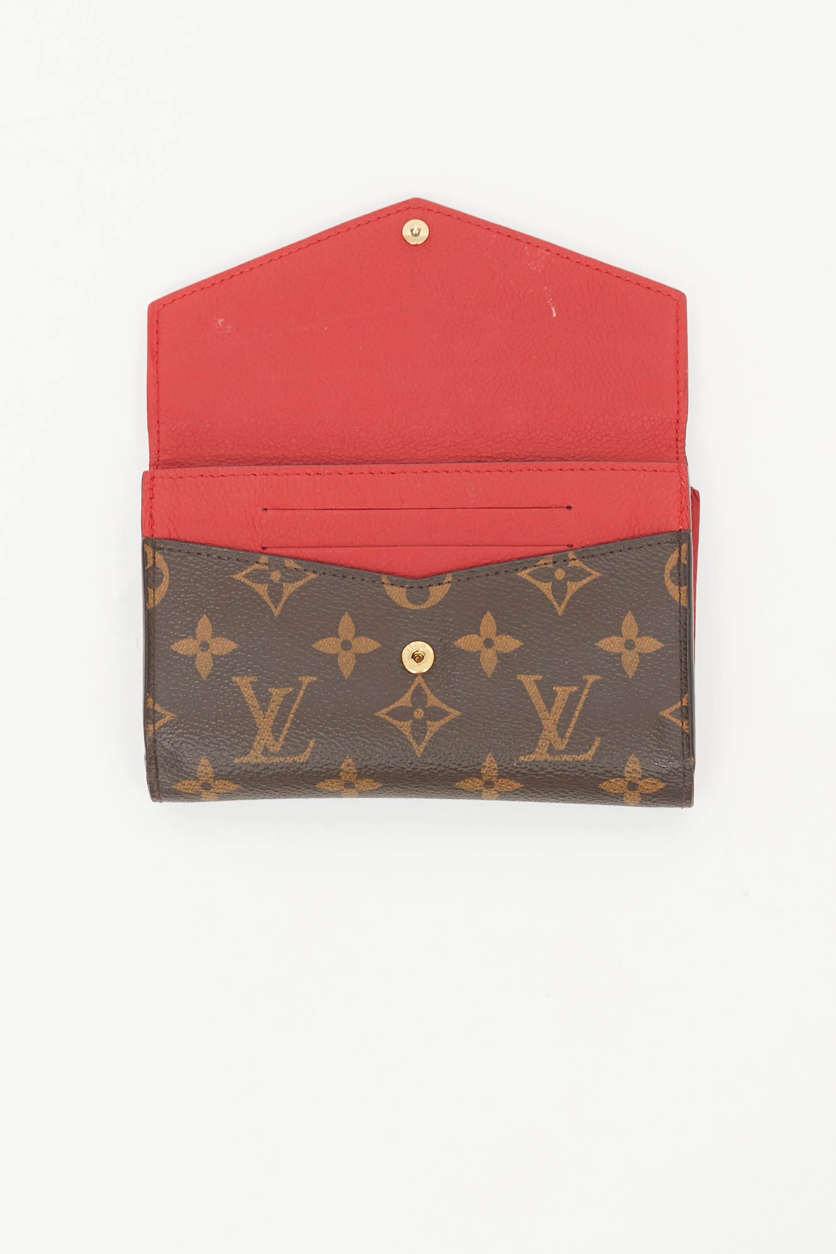 Brown & Red LV Monogram Pallas Compact Wallet