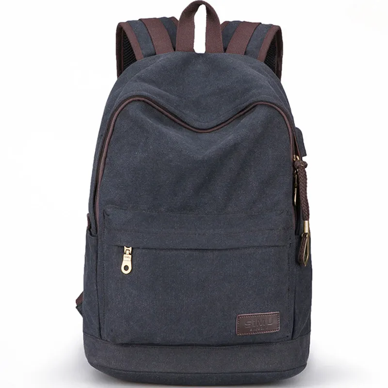 Canvas Backpack Daypack Student Laptop Backpack