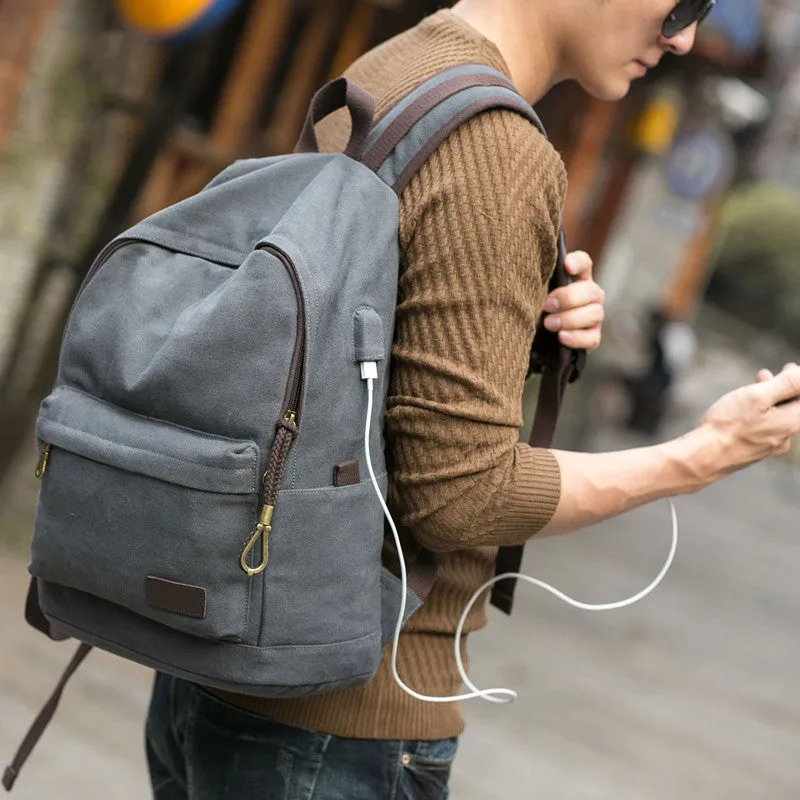 Canvas Backpack Daypack Student Laptop Backpack