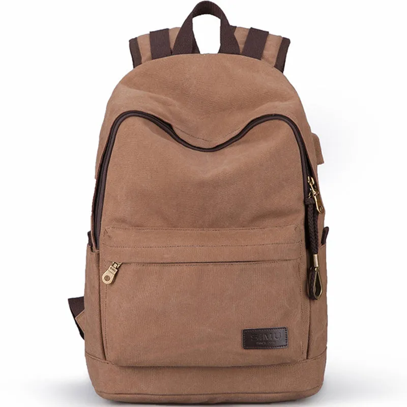 Canvas Backpack Daypack Student Laptop Backpack
