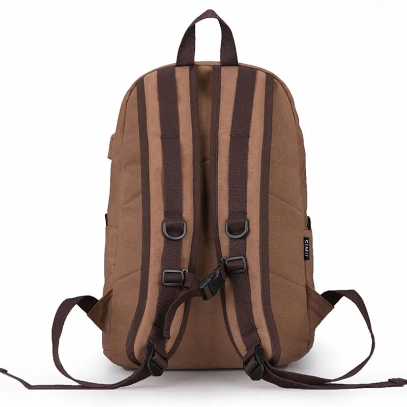 Canvas Backpack Daypack Student Laptop Backpack