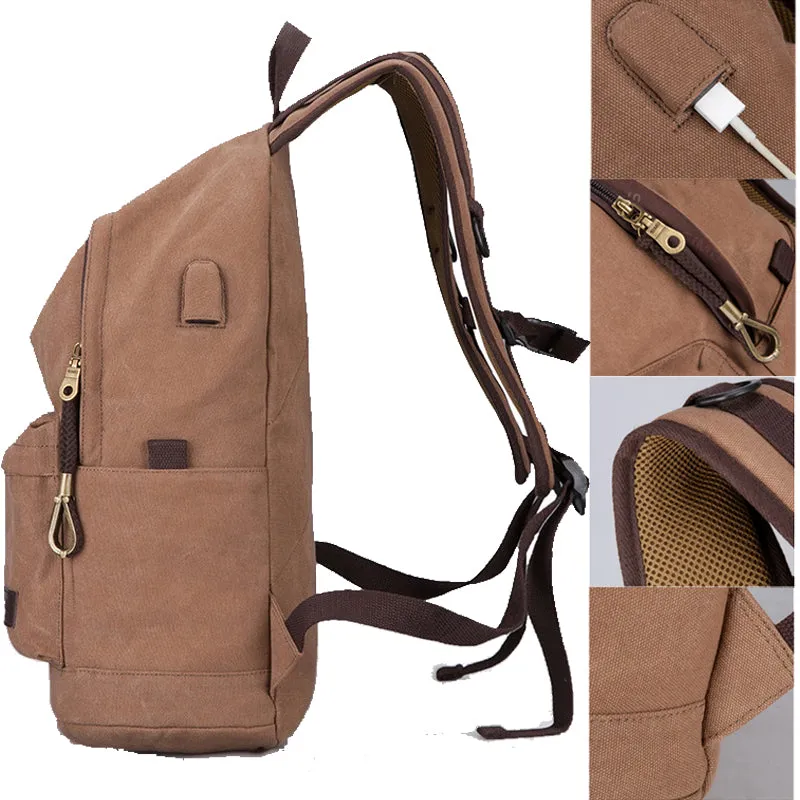Canvas Backpack Daypack Student Laptop Backpack