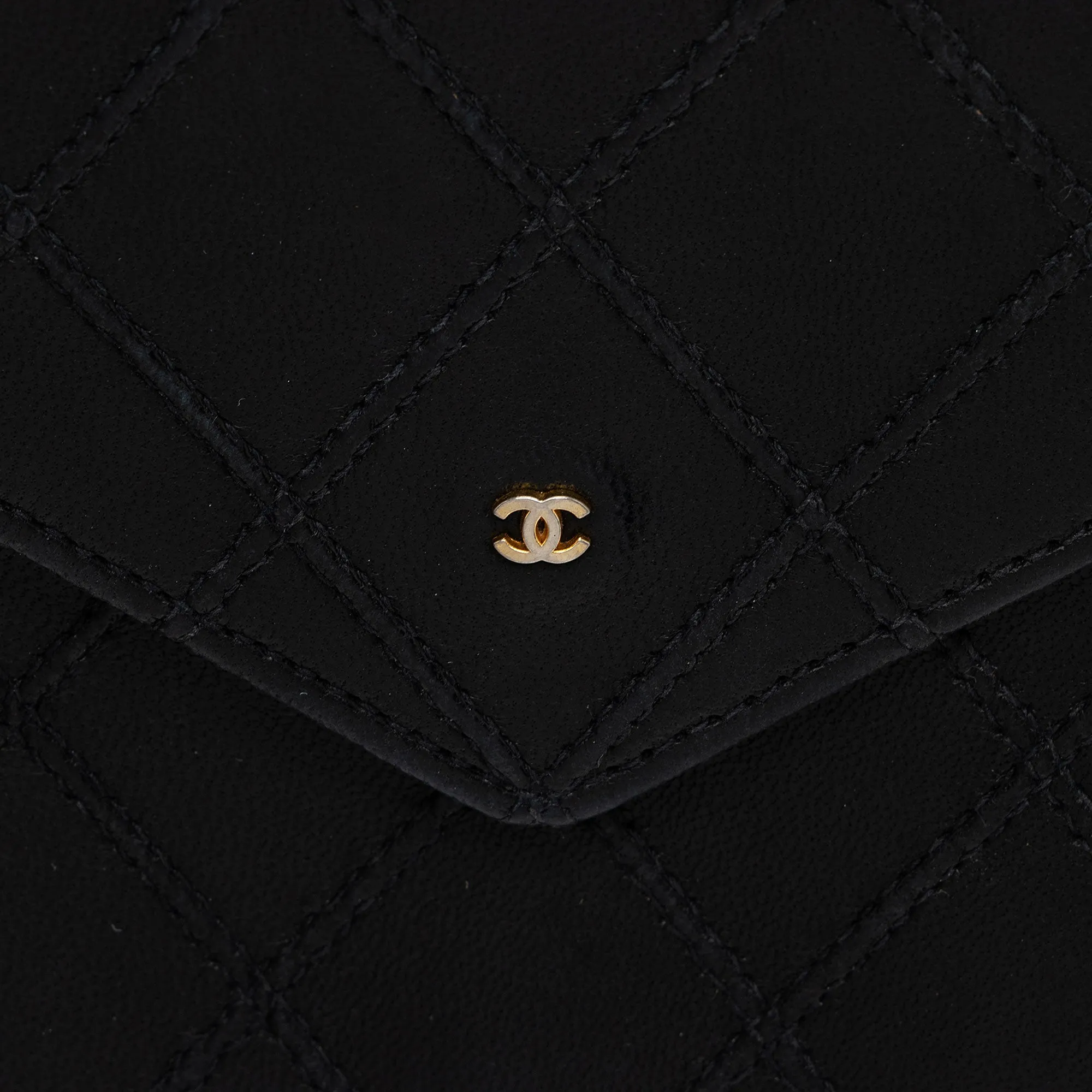 Chanel Calfskin Diamond Wild Stitch Envelope Wallet