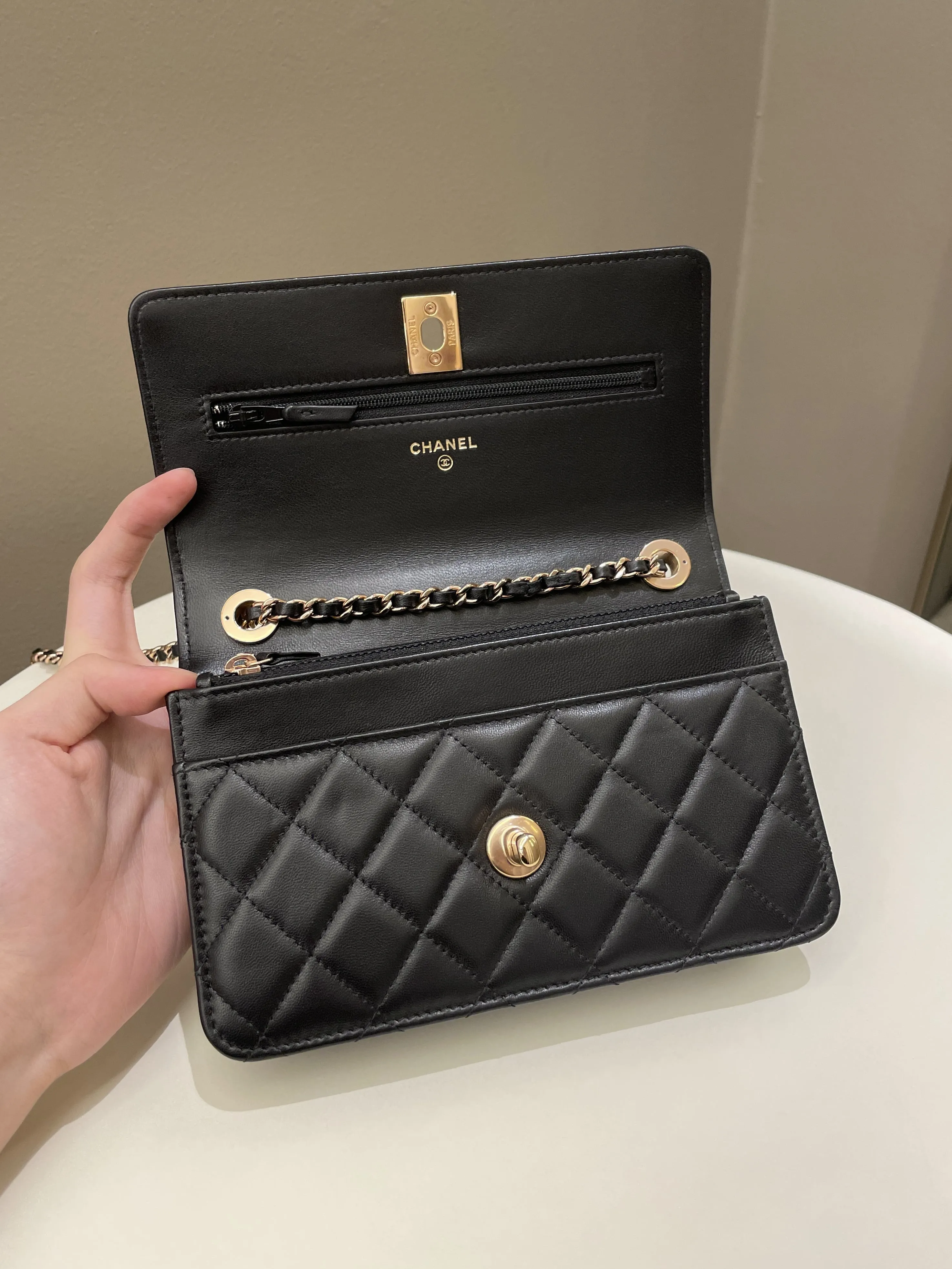 Chanel Trendy CC Wallet On Chain Black Lambskin