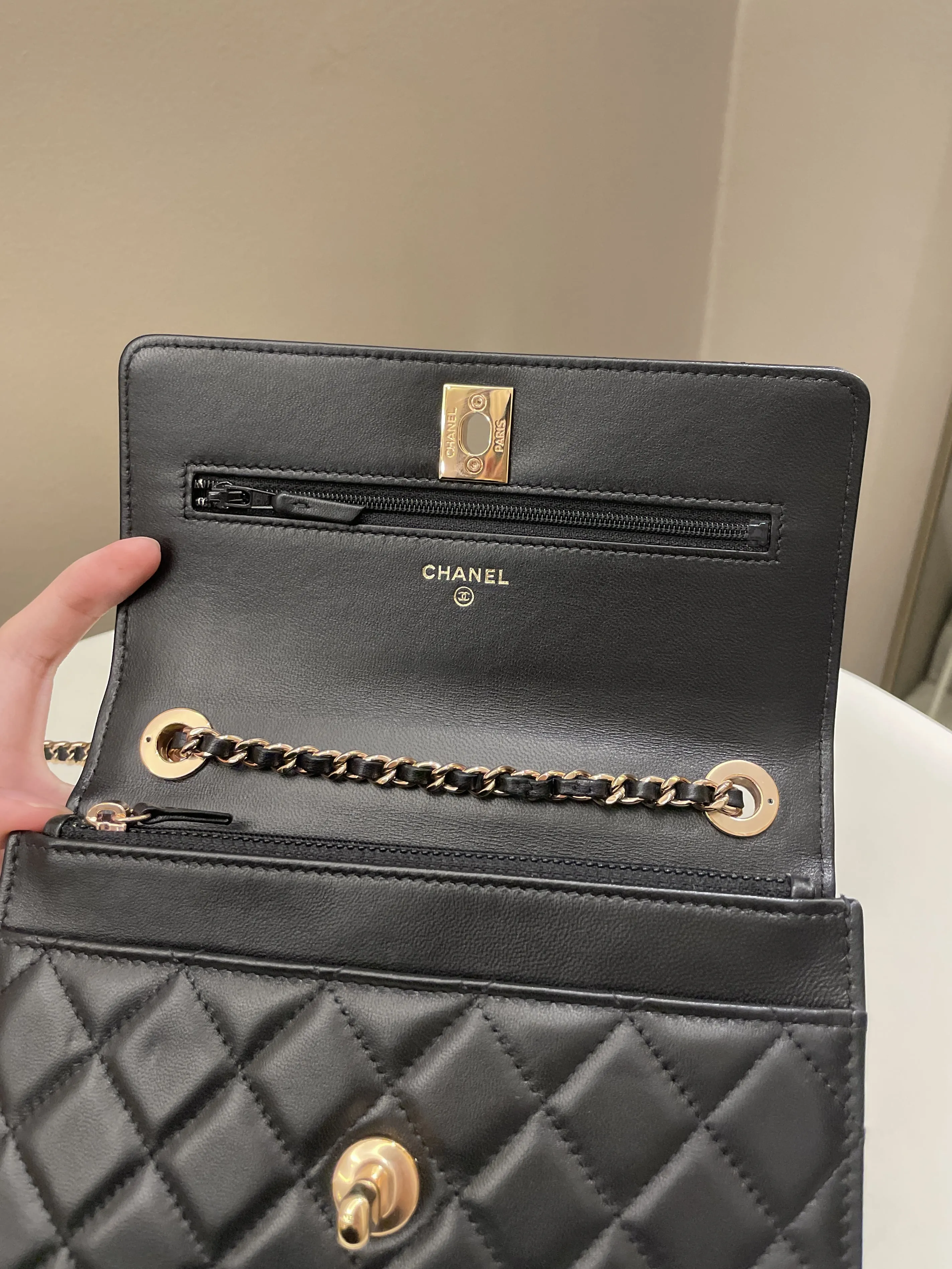 Chanel Trendy CC Wallet On Chain Black Lambskin