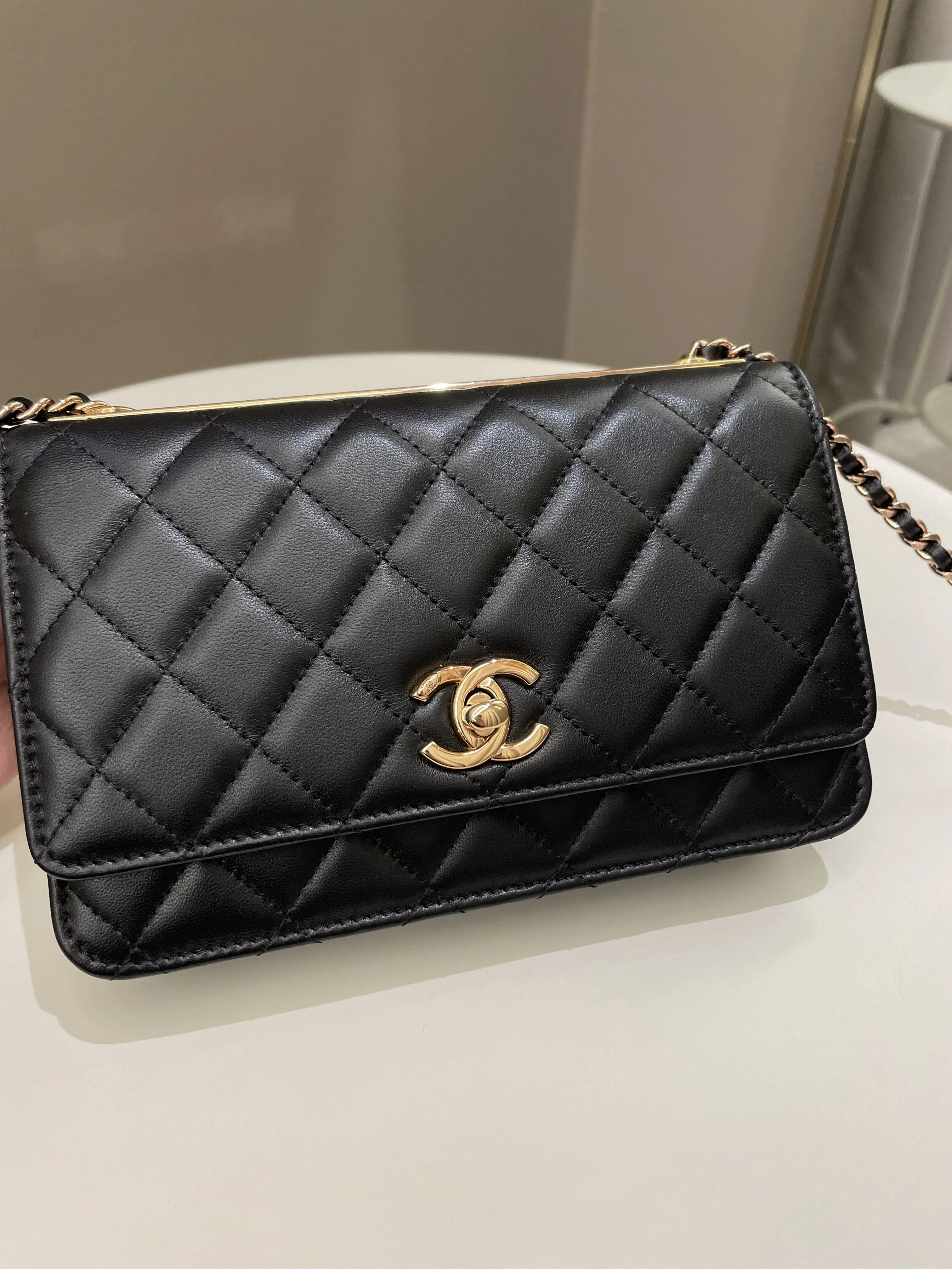 Chanel Trendy CC Wallet On Chain Black Lambskin