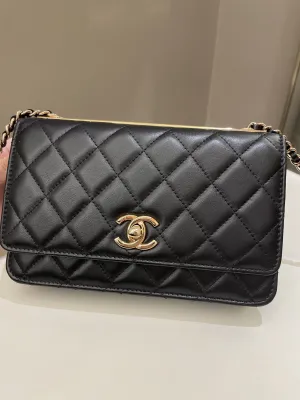 Chanel Trendy CC Wallet On Chain Black Lambskin