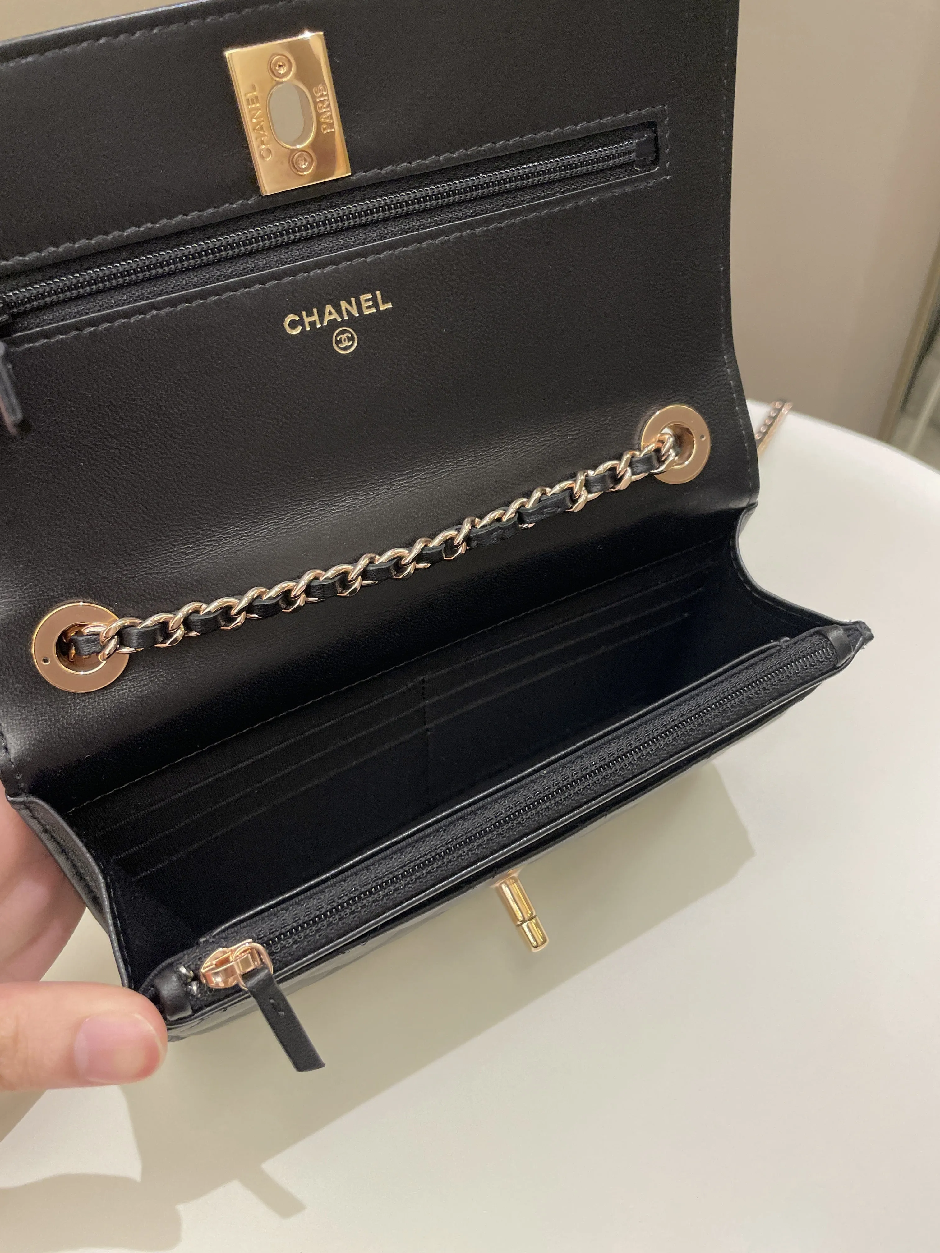 Chanel Trendy CC Wallet On Chain Black Lambskin