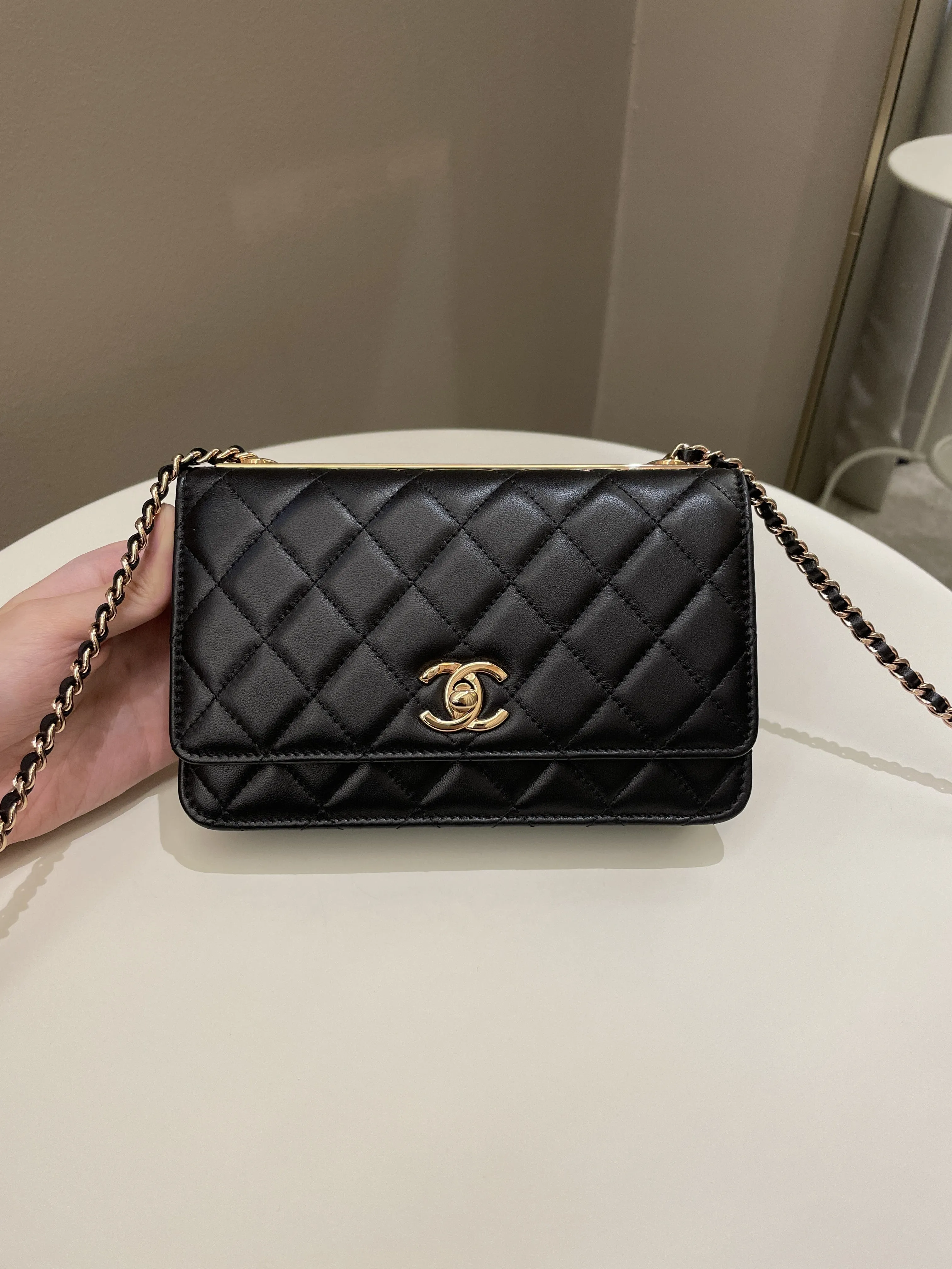 Chanel Trendy CC Wallet On Chain Black Lambskin