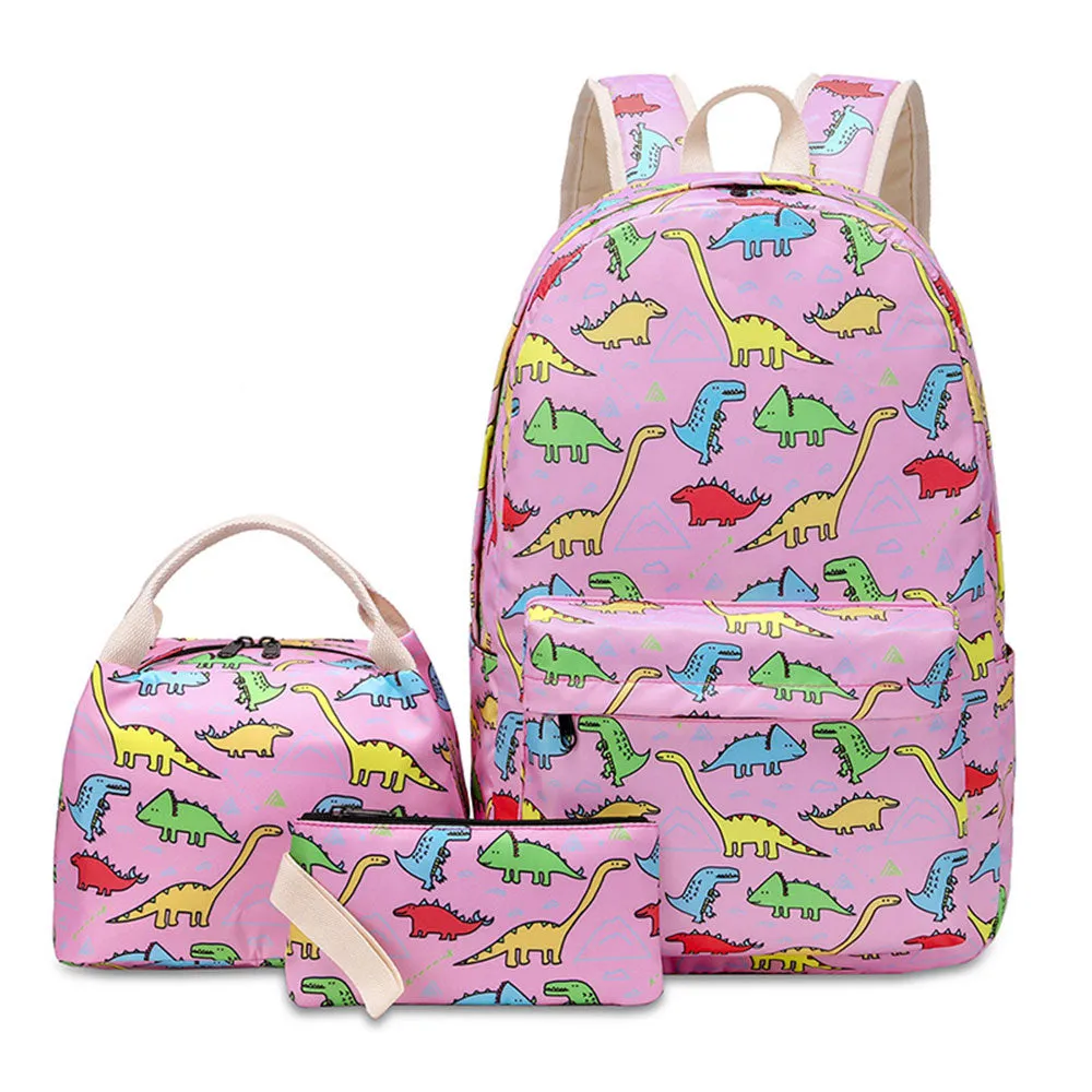 Dinosaur & Unicorn Printing Backpack Sets for Teens Back to School Bookbag for Middle School/Primary School Kids