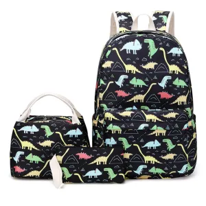 Dinosaur & Unicorn Printing Backpack Sets for Teens Back to School Bookbag for Middle School/Primary School Kids