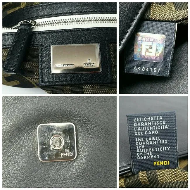 Fendi Clutch W Two Way Envelope Bagclutch Logo Black Leatherwhite Patent Shoulder Bag