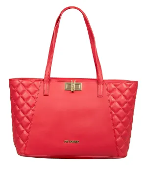 Love Moschino Red Quilted Classic Large Shopper Tote Bag