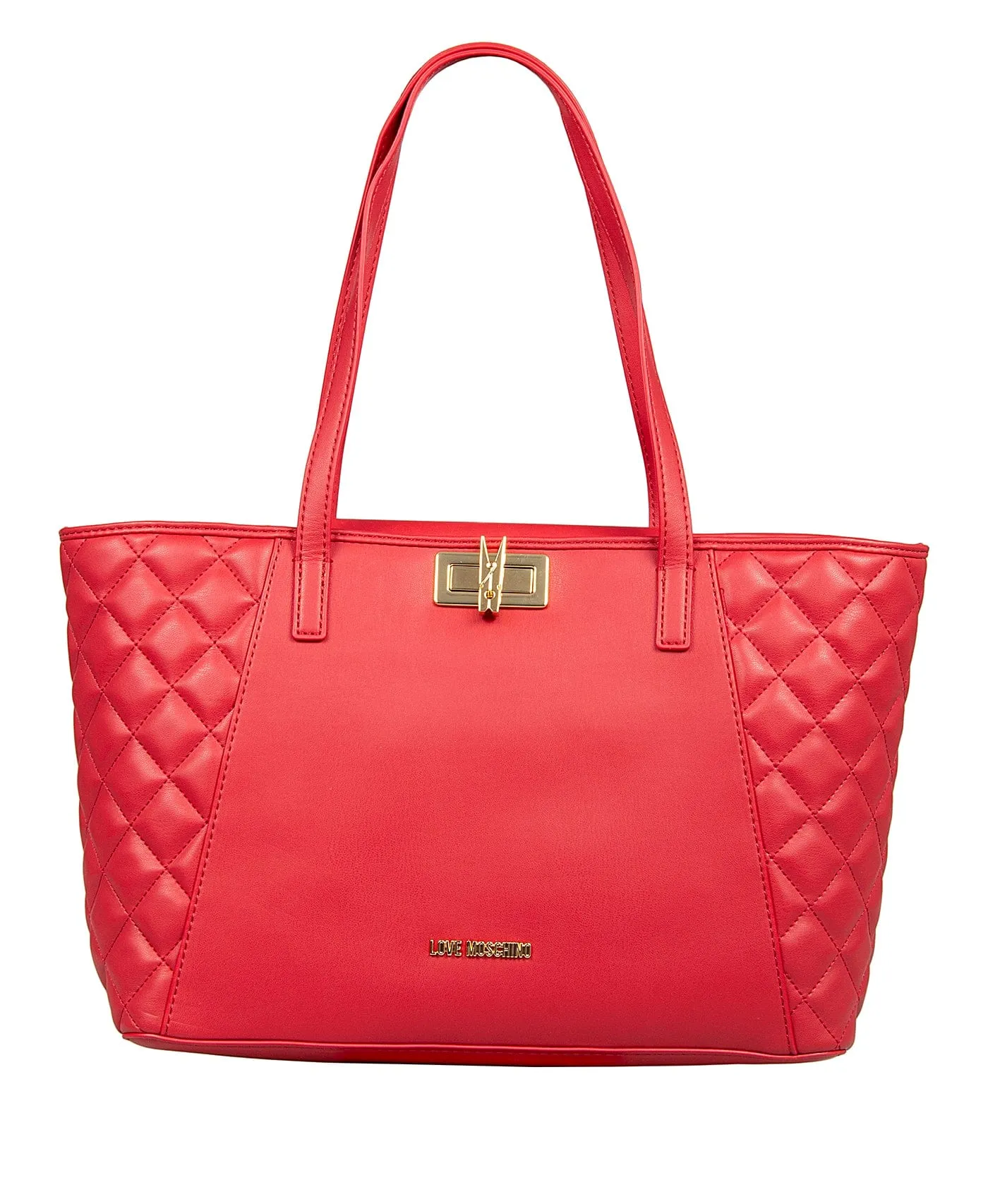 Love Moschino Red Quilted Classic Large Shopper Tote Bag