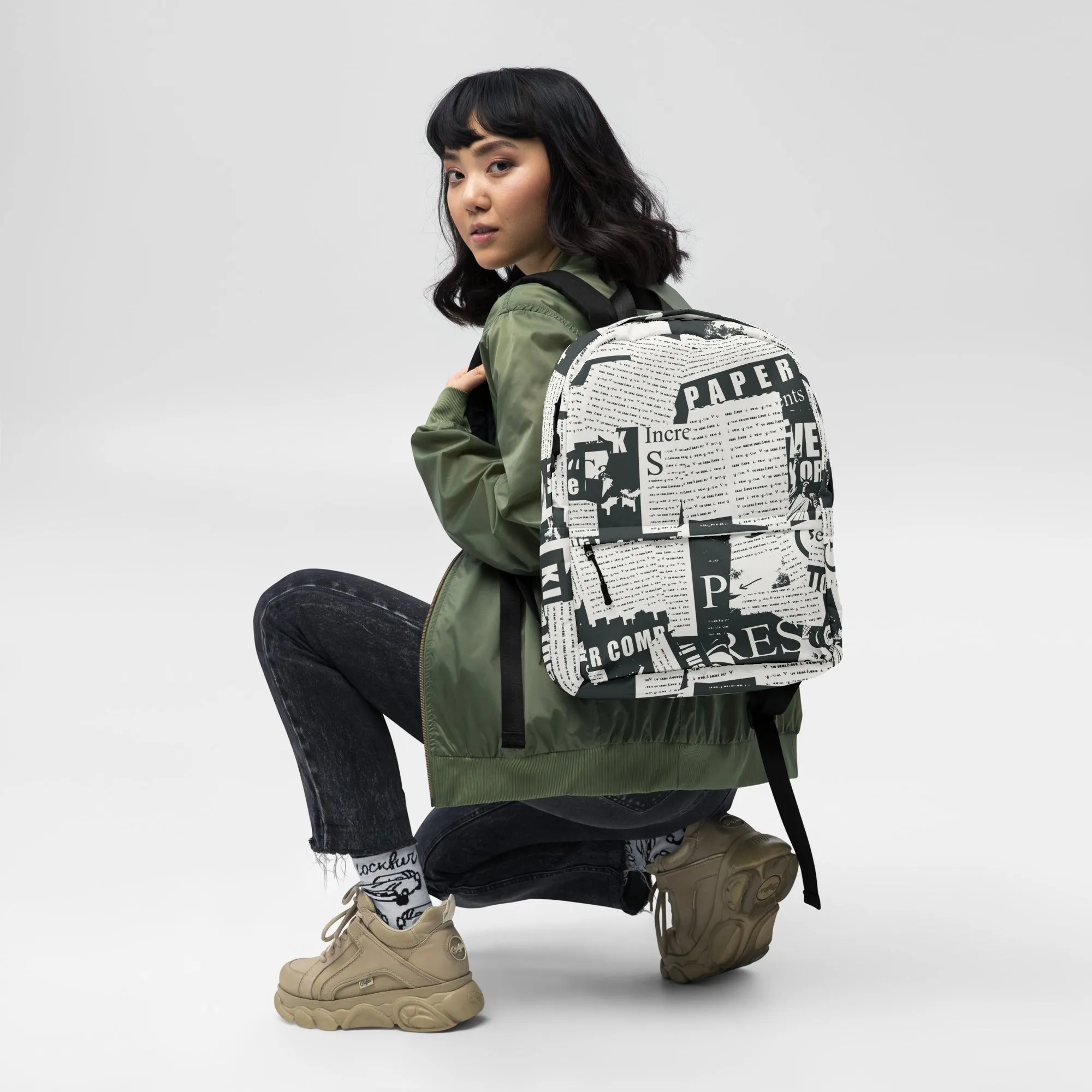 Newspaper Print Backpack
