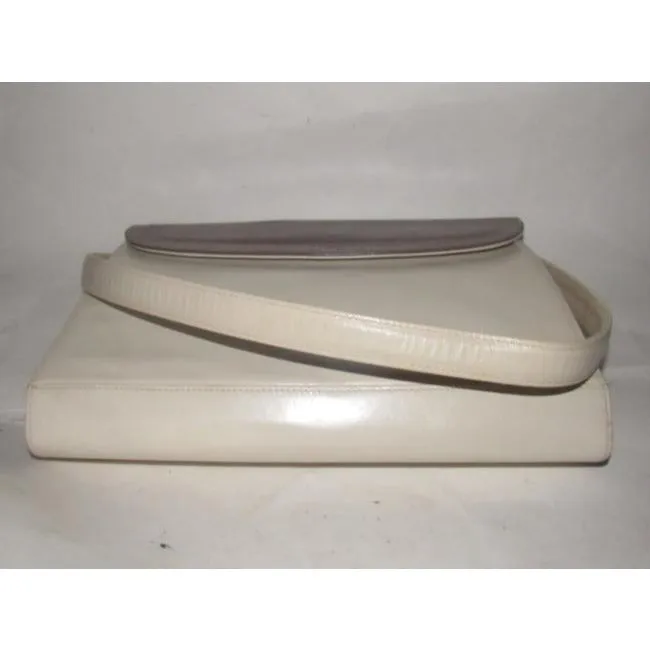 SALE! Bally Vintage Taupe & Ivory Leather Shoulder Bag