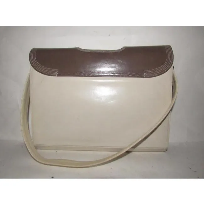 SALE! Bally Vintage Taupe & Ivory Leather Shoulder Bag