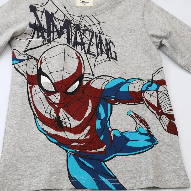 Toddler/Kid Boy's Gray Long Sleeve Spiderman T-shirt