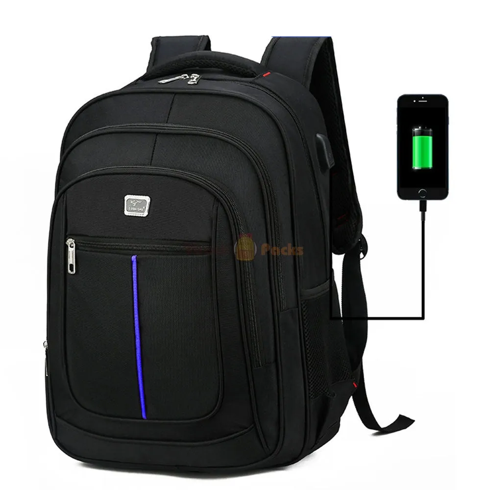Travel Backpack with USB Charging Port for Teen Boys Oxford Large Capacity School Bag Top Level
